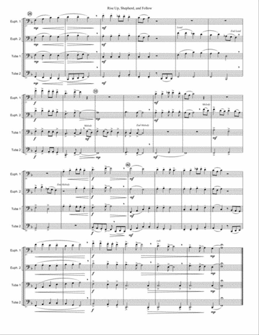 Rise Up Shepherd and Follow Brass Ensemble scores gallery preview page 2