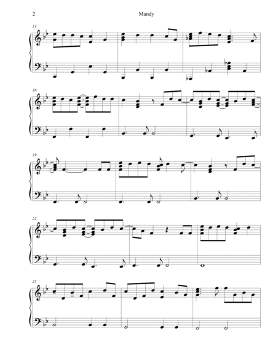 Mandy Mandy Piano Solo scores gallery preview page 2