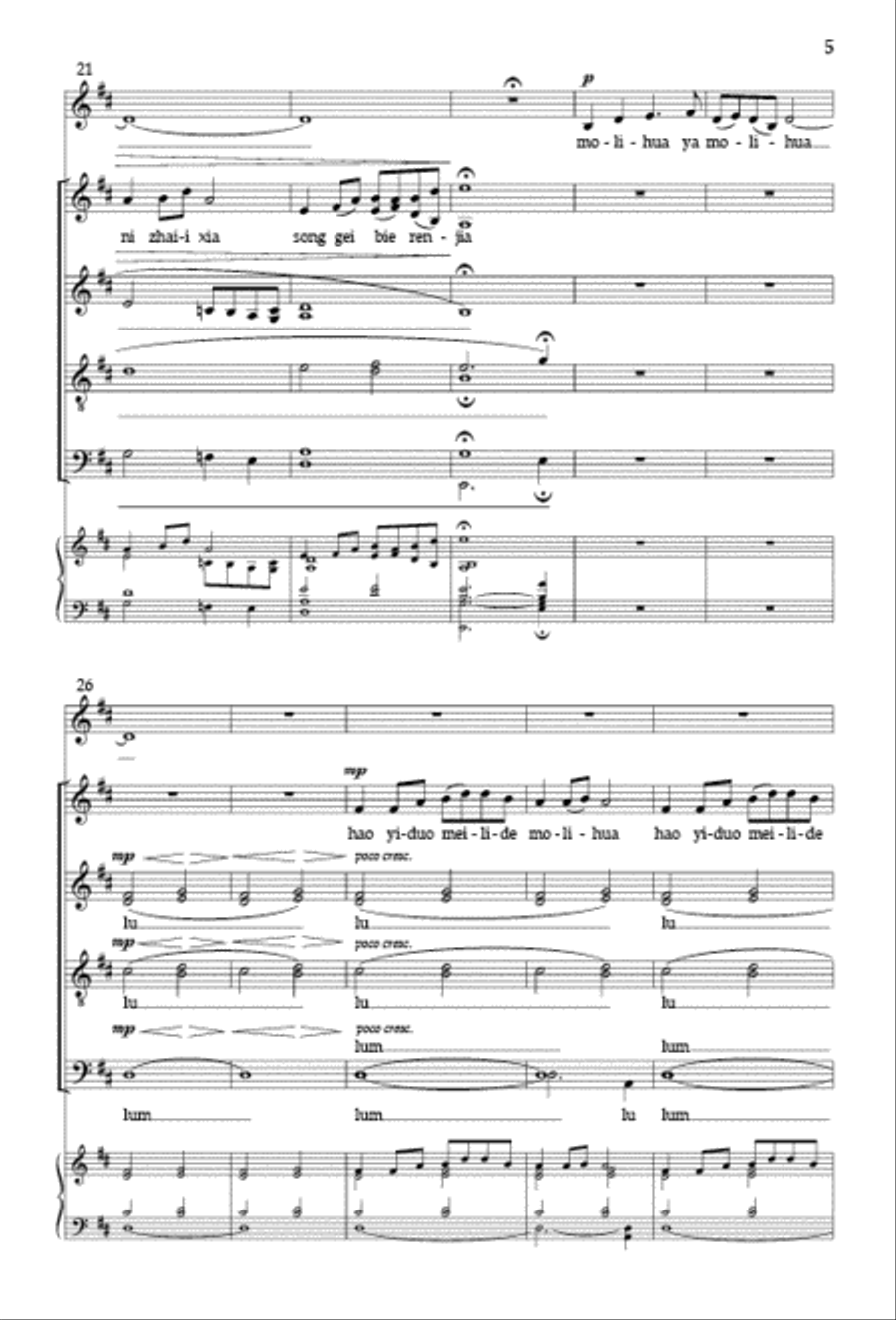 Mo-Li-Hua 4-Part scores gallery preview page 4