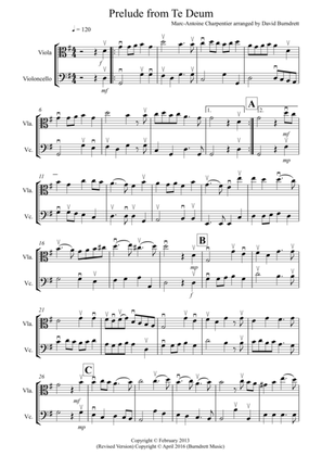 Prelude from Te Deum for Viola and Cello Duet