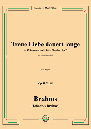 Book cover for Brahms-Treue Liebe dauert lange,Op.33 No.15 in C Major