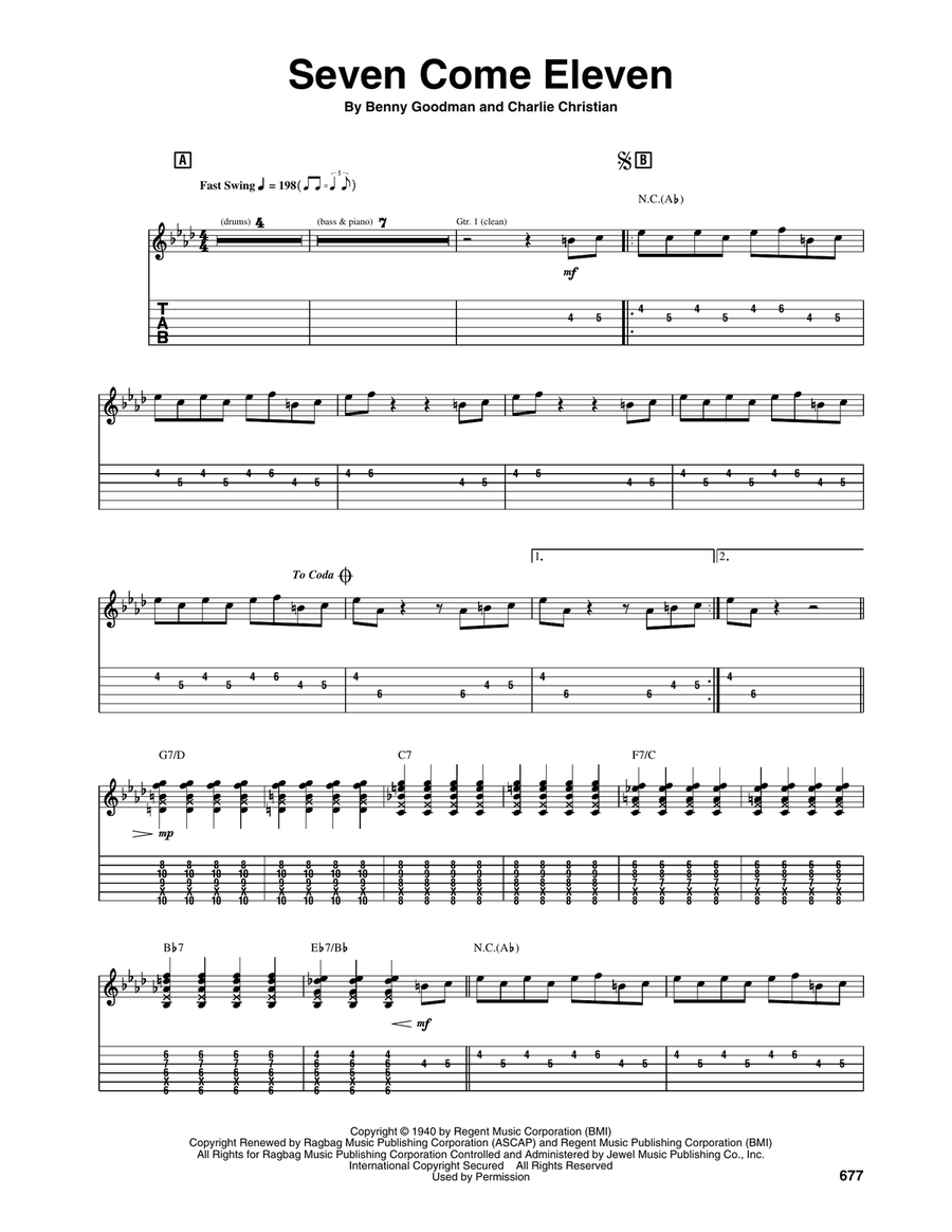 Seven Come Eleven Seven Come Eleven Electric Guitar scores gallery preview page 1