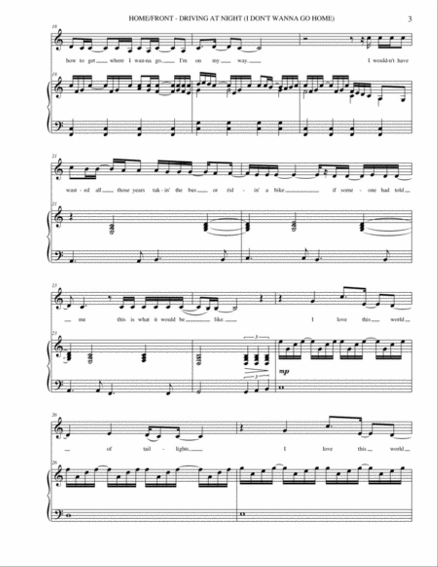 Driving at Night (I Don't Wanna Go Home) Soprano Voice scores gallery preview page 3