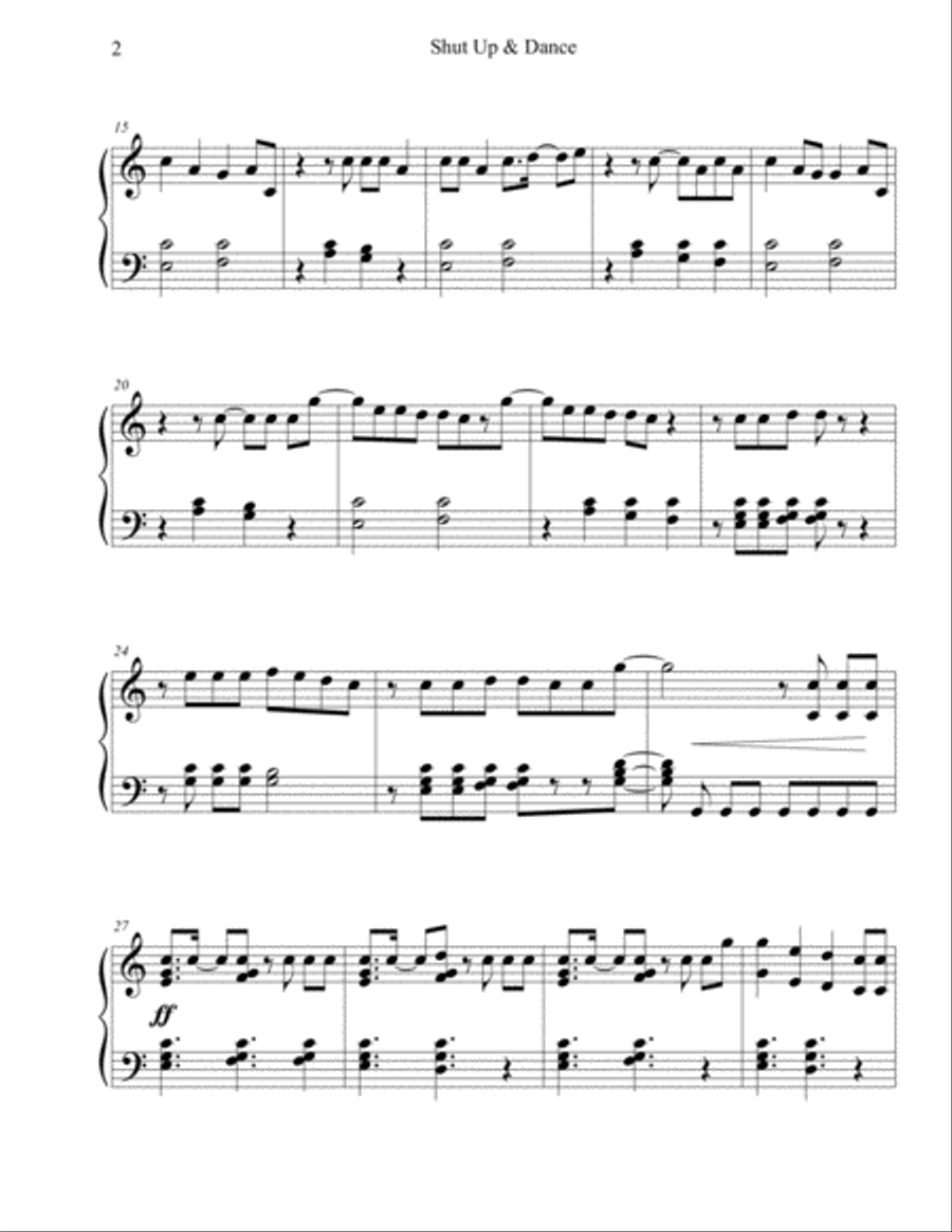 Shut Up And Dance Piano Solo scores gallery preview page 2