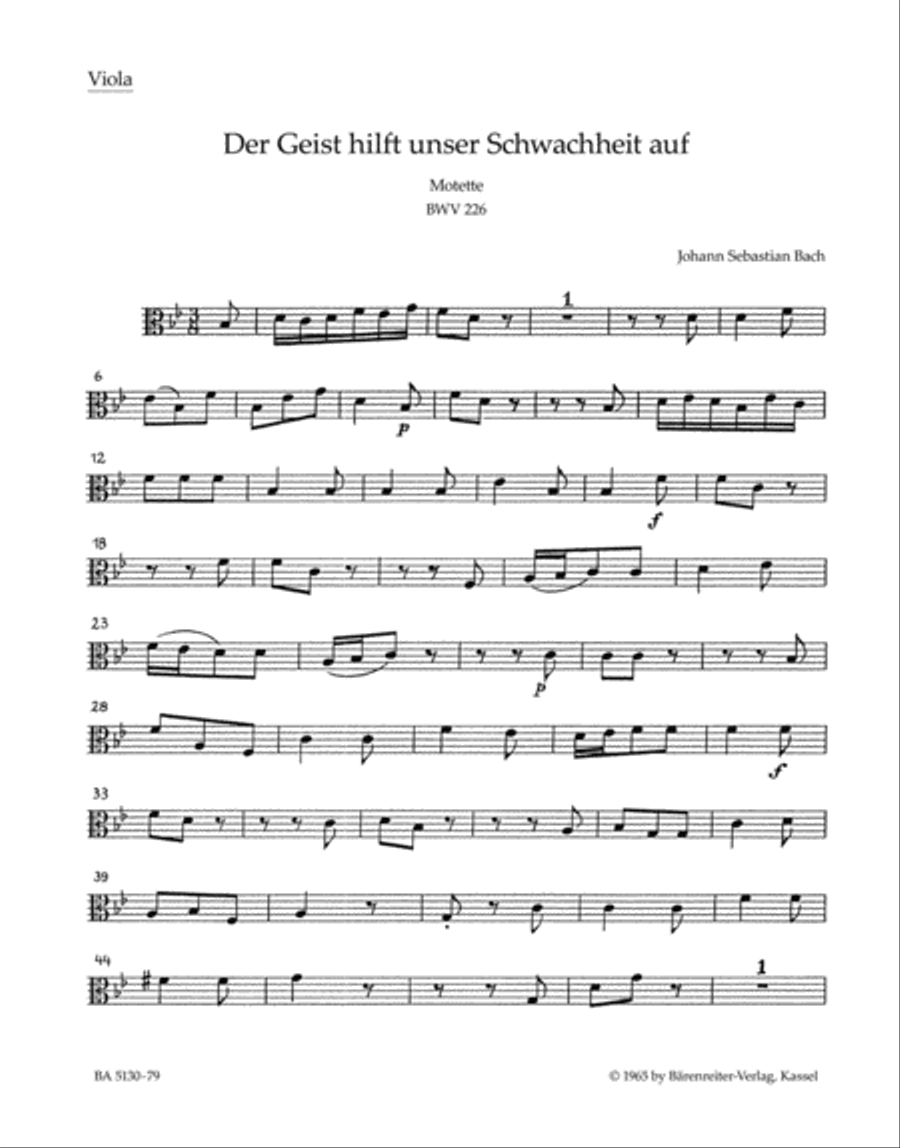 Der Geist hilft unser Schwachheit auf, BWV 226 Choir scores gallery preview page 1