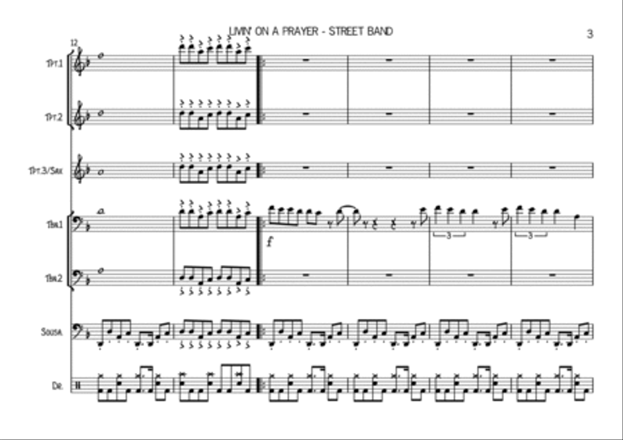 Livin' On A Prayer Brass Ensemble scores gallery preview page 3