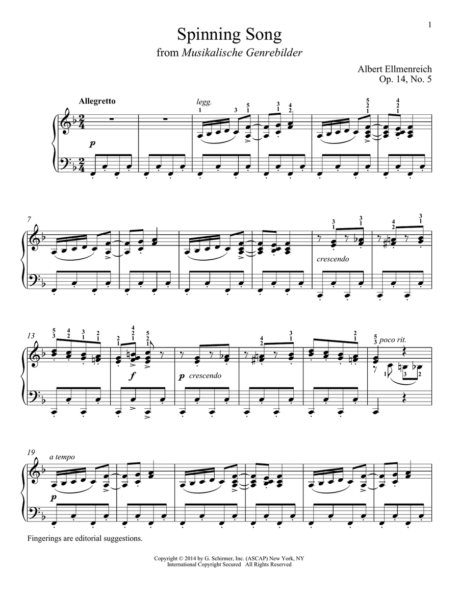 Spinning Song (ed. Richard Walters) Piano Solo scores gallery preview page 1