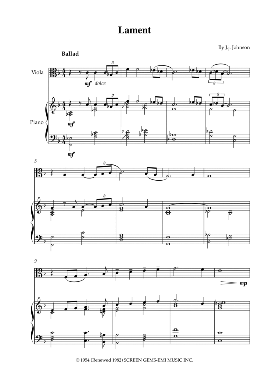 Lament Lament Viola scores gallery preview page 1