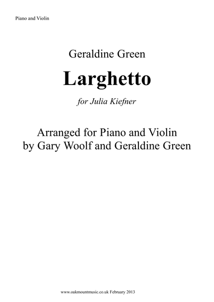 Larghetto, for Solo Violin and Strings (Violin and Piano Arrangement) image number null