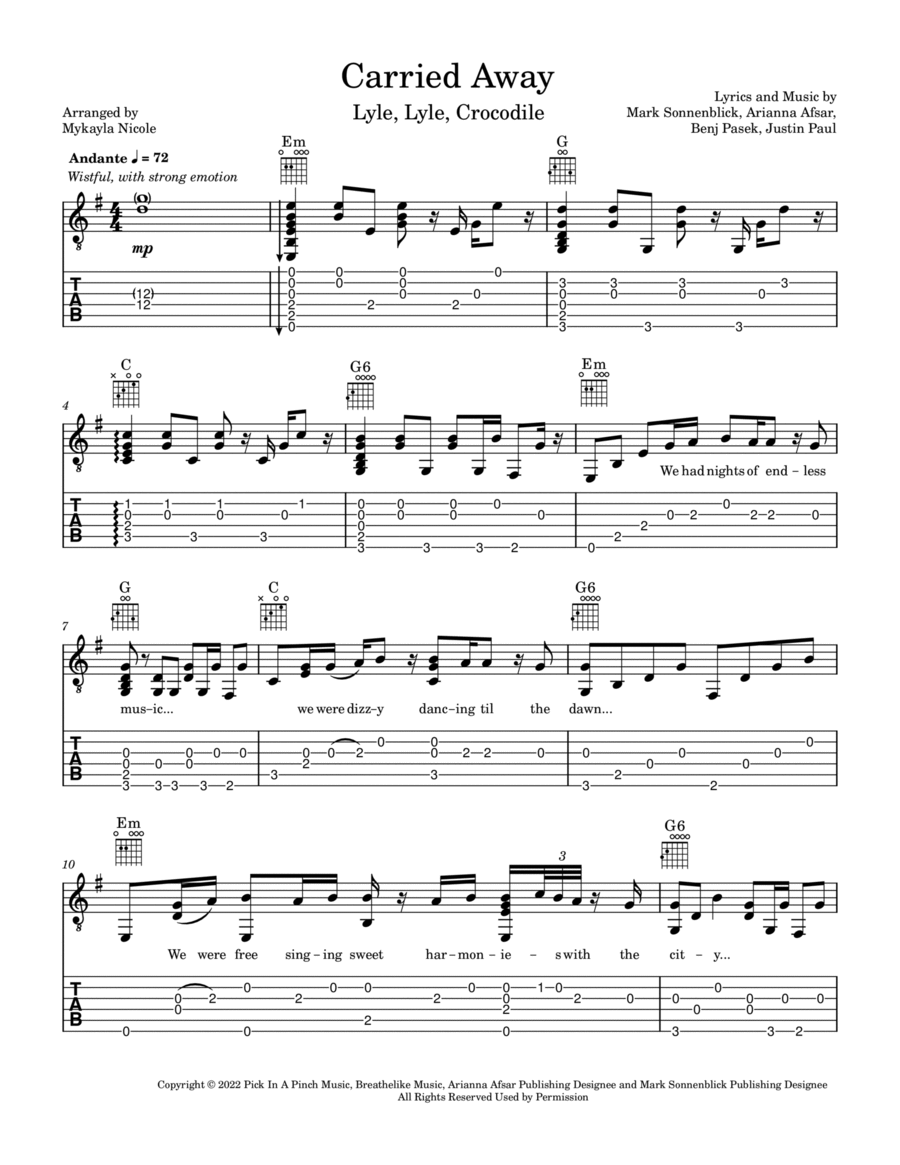 Carried Away Carried Away Electric Guitar scores gallery preview page 1