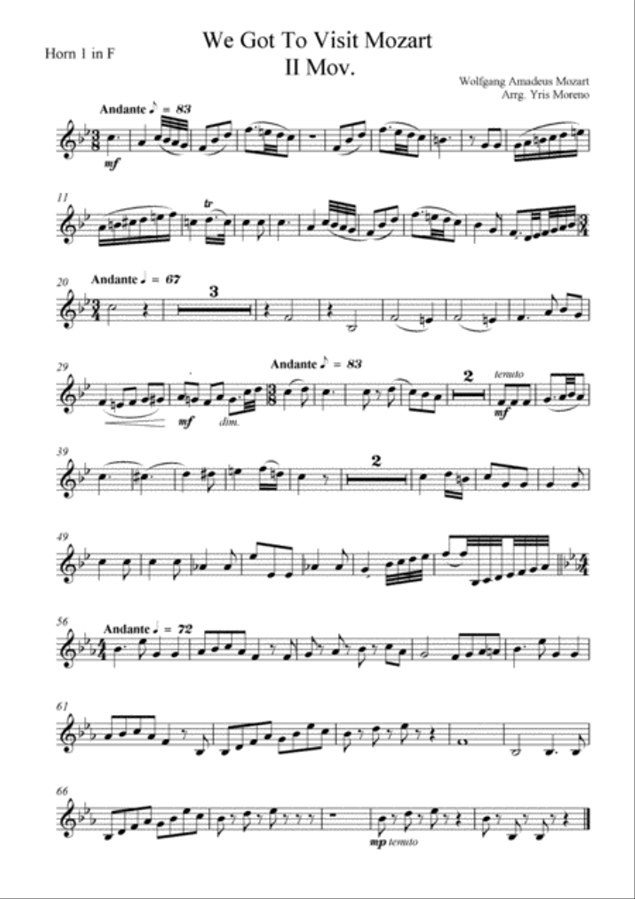 We Got To Vist Mozart Horn Quintet Brass Quintet scores gallery preview page 1