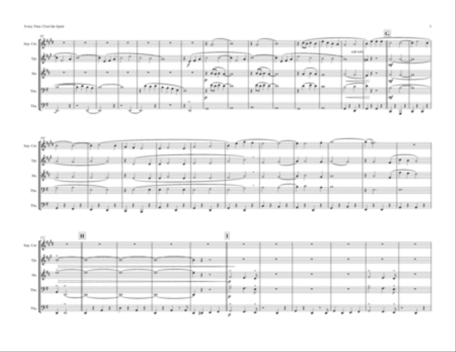 Every Time I Feel The Spirit (brass quintet) Brass Quintet scores gallery preview page 3