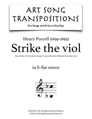 Book cover for PURCELL: Strike the viol (transposed to E-flat minor)