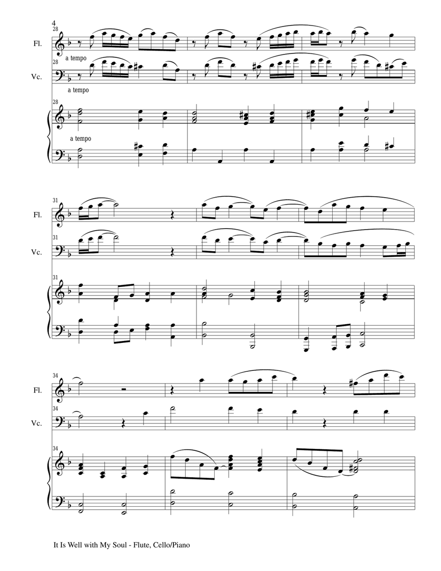 IT IS WELL WITH MY SOUL (Trio for Flute Cello and Piano with Parts) Small Ensemble scores gallery preview page 4
