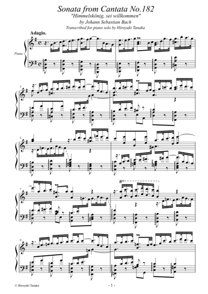 Sonata from Cantata No.182, for piano solo