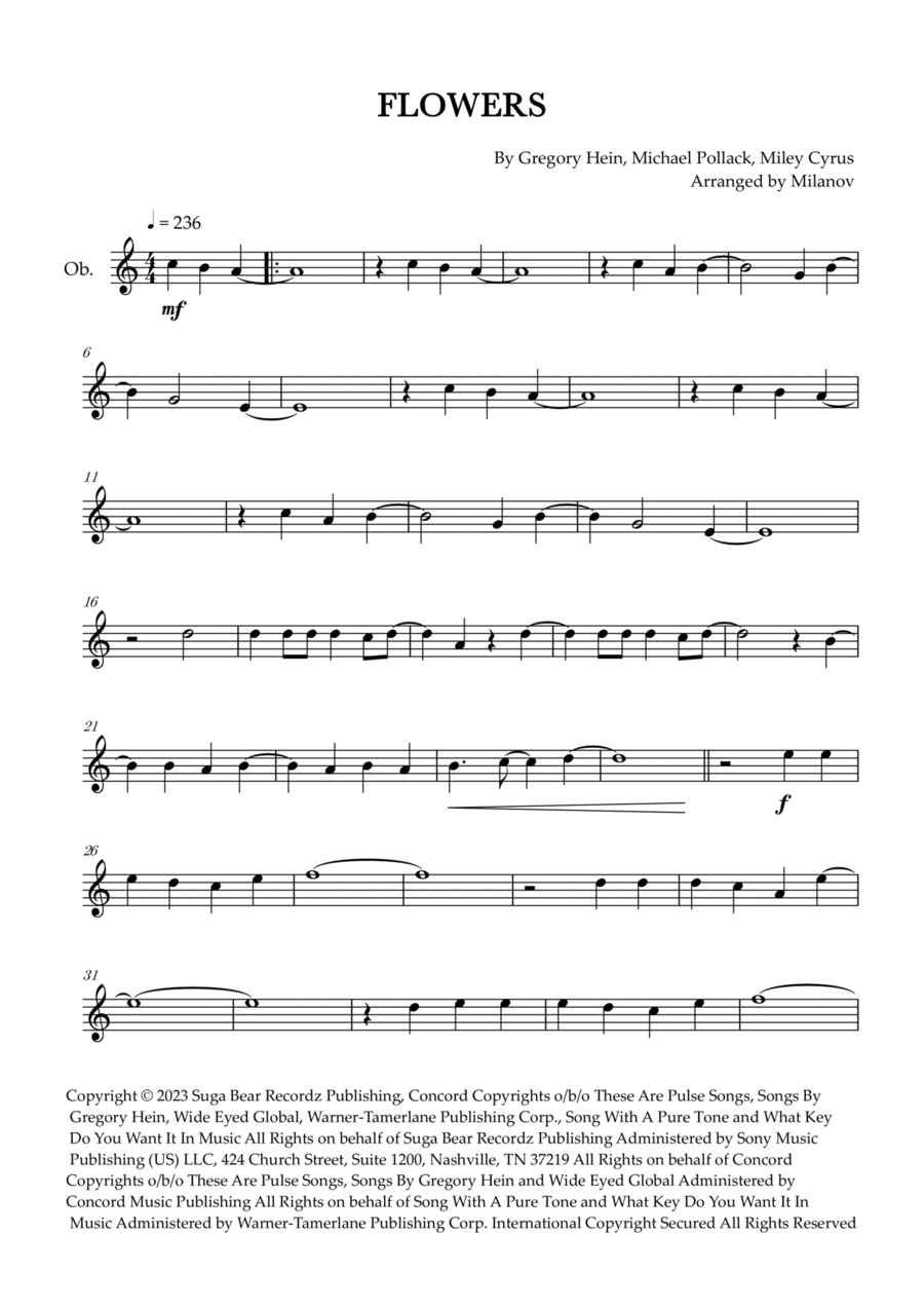 Flowers Oboe Solo scores gallery preview page 1