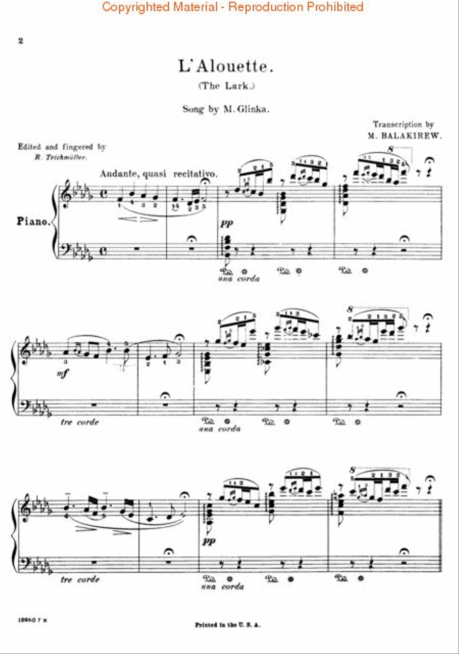 L'Alouette (The Lark) Piano Solo scores gallery preview page 2