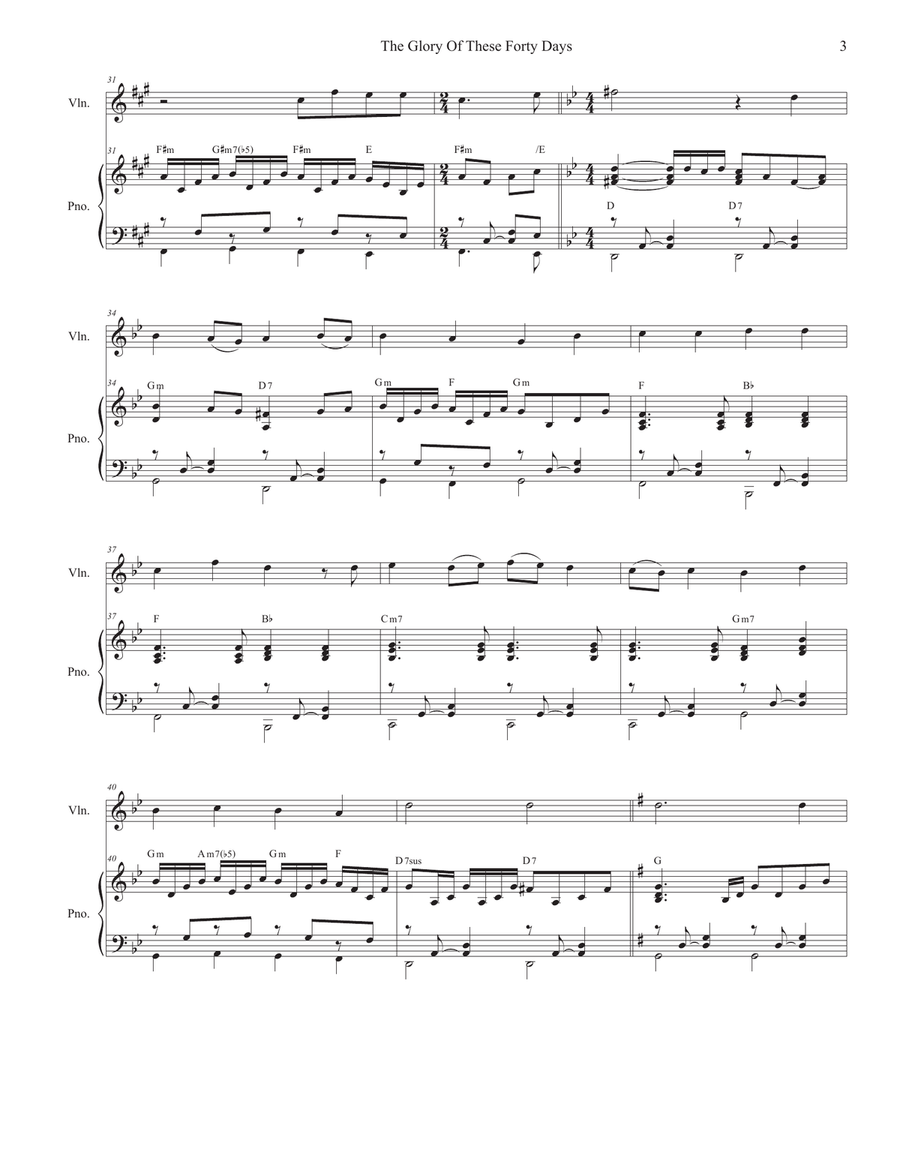 The Glory Of These Forty Days (Violin solo and Piano) The Glory Of These Forty Days (Violin solo and Piano) Violin Solo scores gallery preview page 3