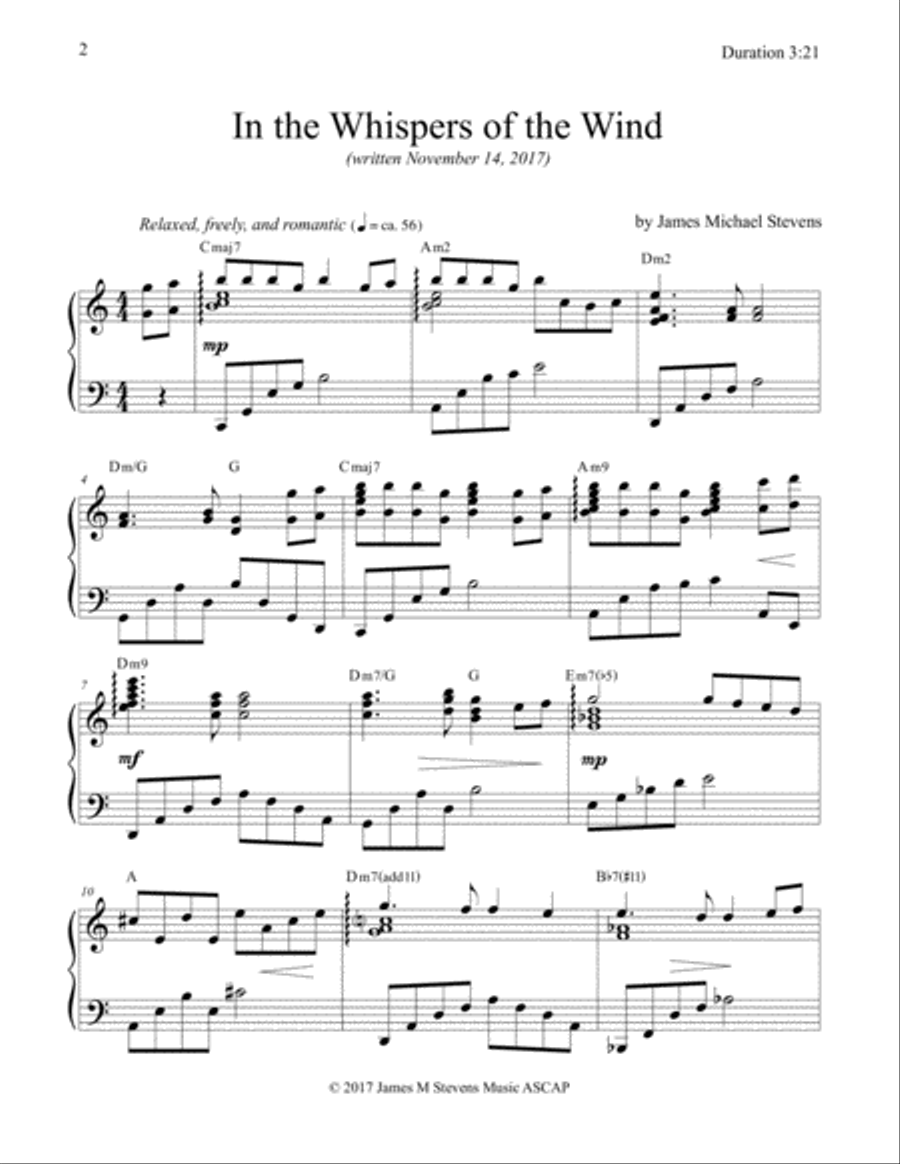 In the Whispers of the Wind - Romantic Piano In the Whispers of the Wind - Romantic Piano Piano Solo scores gallery preview page 2