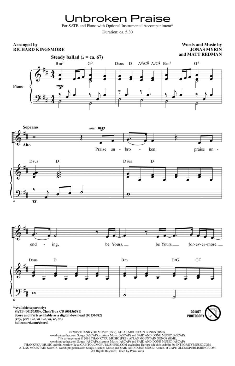 Unbroken Praise 4-Part scores gallery preview page 1