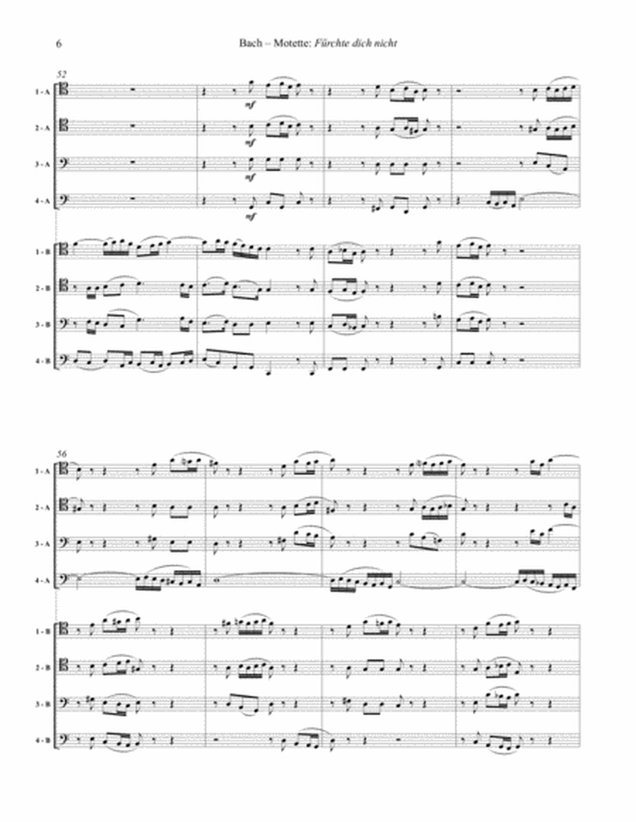 Motet Fürchte dich nicht (Do not fear) BWV 228 for 8-part Trombone Ensemble