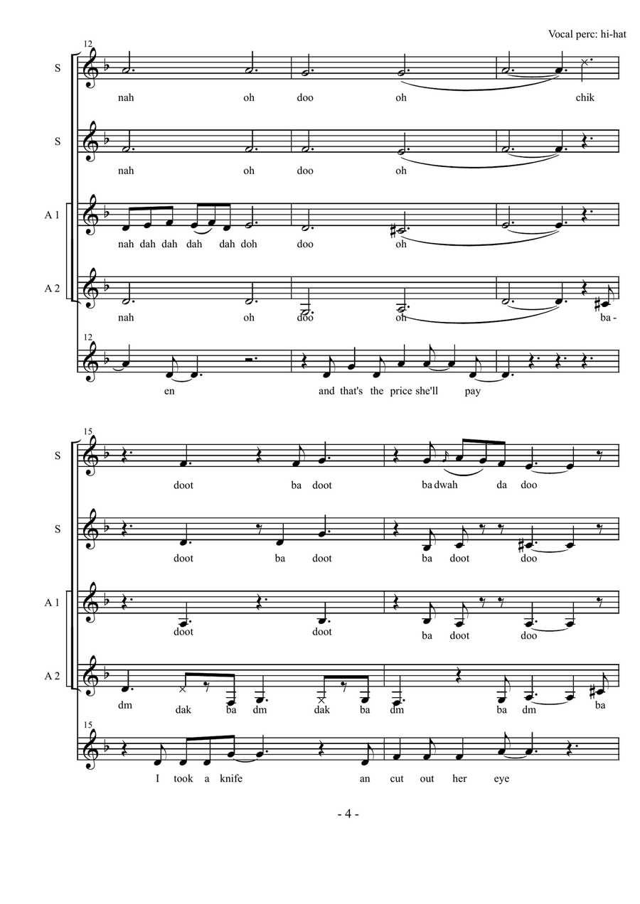 Girl With One Eye Girl With One Eye Choir scores gallery preview page 4