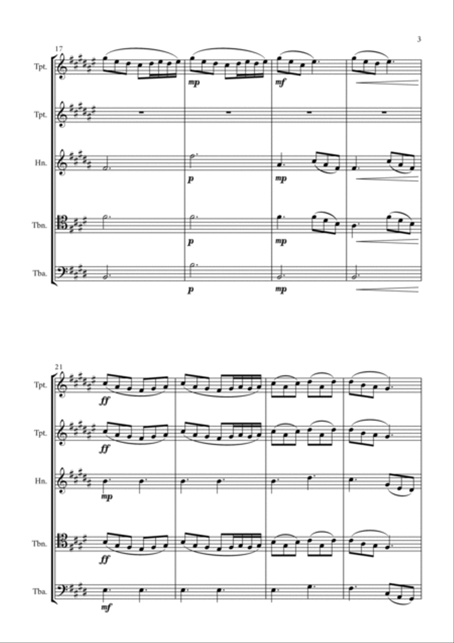 Morning Mood (Peer Gynt Suite N.1, Op 46) Brass Quintet scores gallery preview page 3
