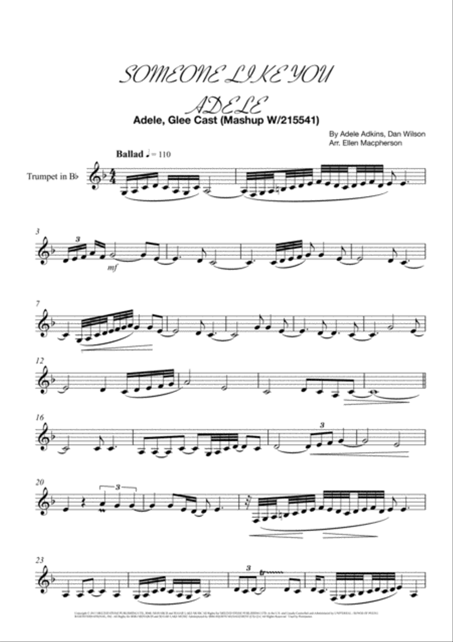 Someone Like You Trumpet Solo scores gallery preview page 1