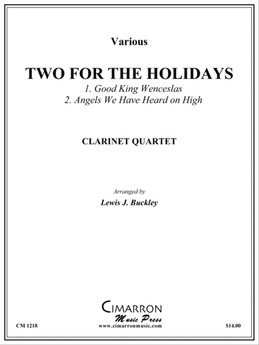 Two for the Holidays Clarinet Quartet scores gallery preview page 1