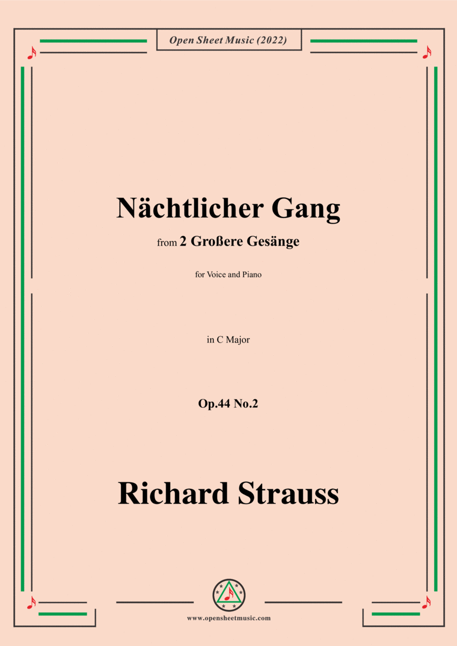 Richard Strauss-Nächtlicher Gang,in C Major,Op.44 No.2 Voice scores gallery preview page 1
