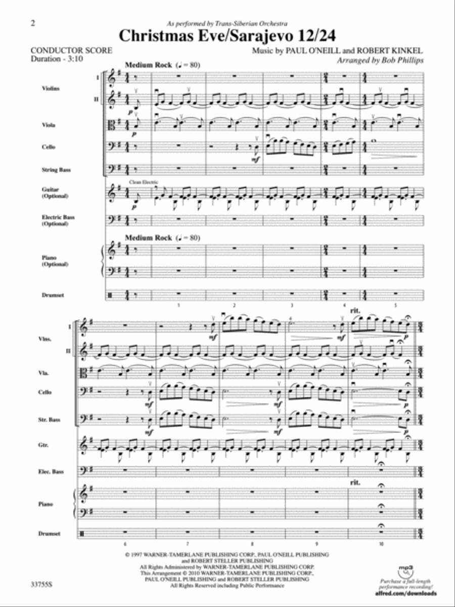 Christmas Eve/Sarajevo 12/24 String Orchestra scores gallery preview page 2