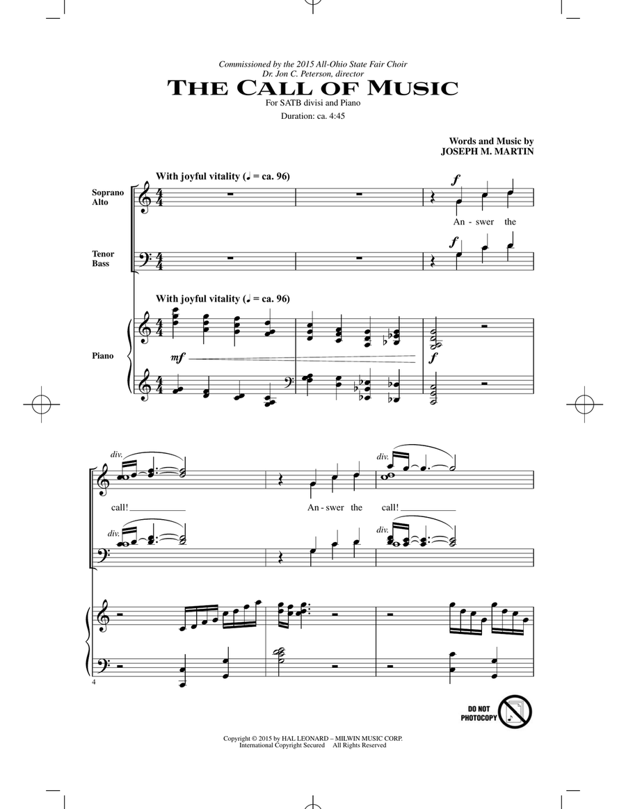 The Call Of Music 4-Part scores gallery preview page 1