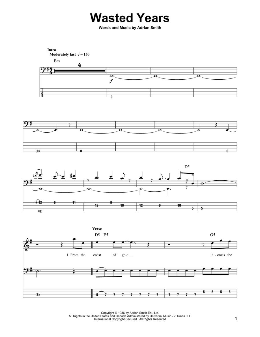 Wasted Years Wasted Years Acoustic Guitar scores gallery preview page 1