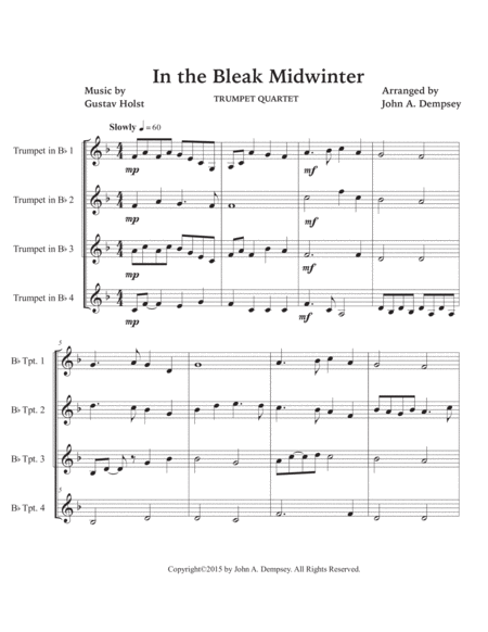 In the Bleak Midwinter (Trumpet Quartet) image number null