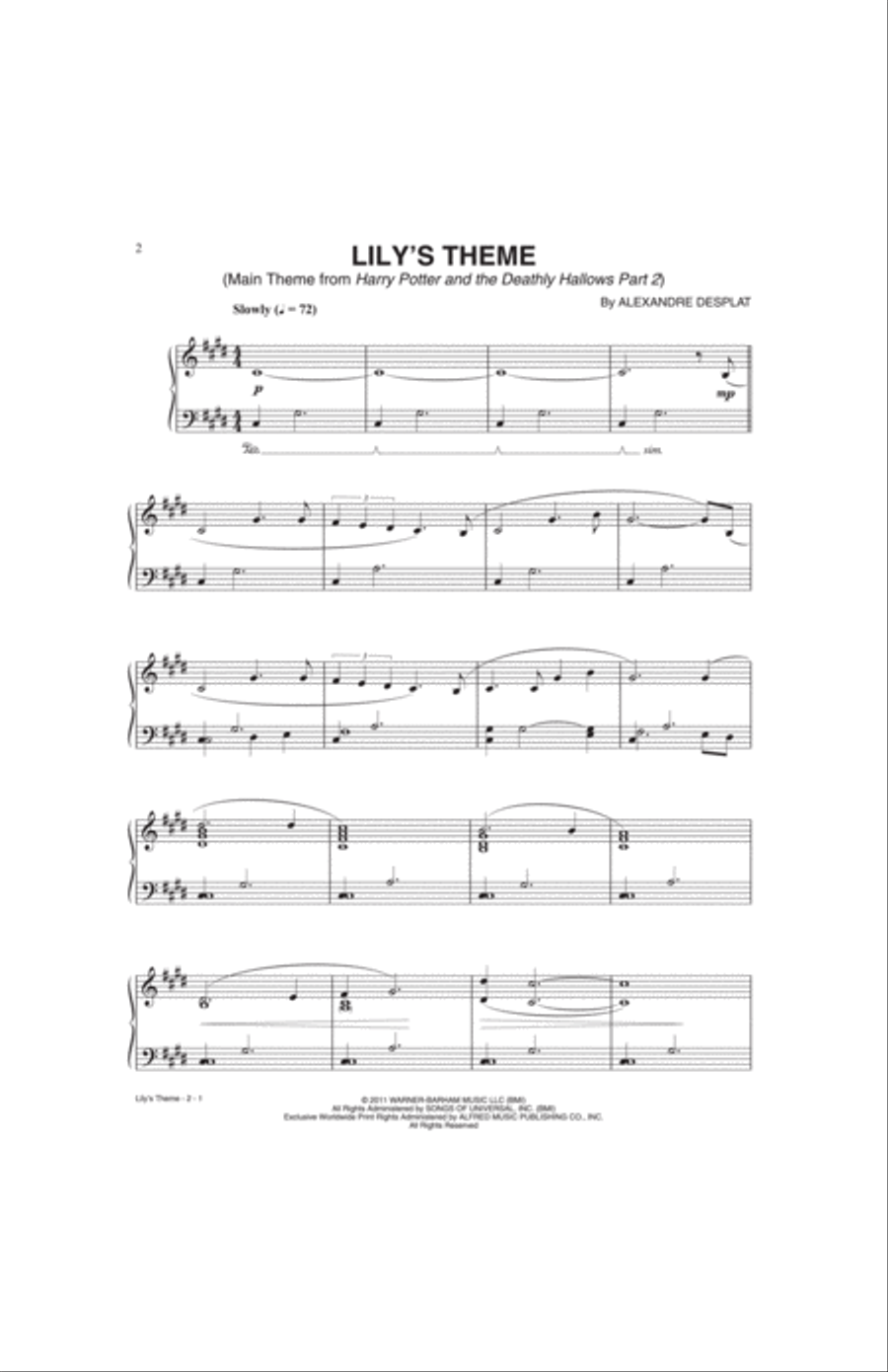 Lily's Theme (Main Theme from Harry Potter and the Deathly Hallows, Part 2) Small Ensemble scores gallery preview page 2