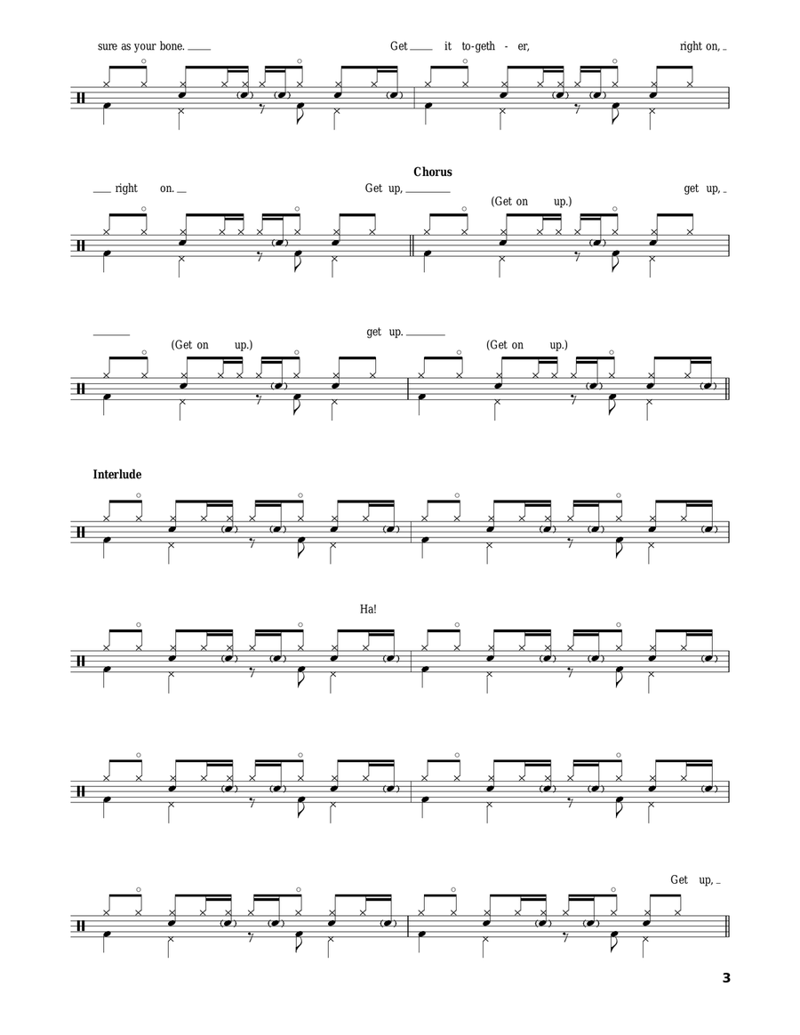 Get Up (I Feel Like Being A Sex Machine) Drum Set scores gallery preview page 3