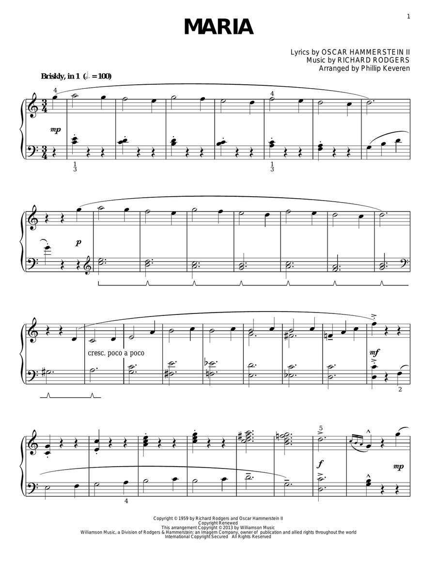 Maria (from The Sound Of Music) (arr. Phillip Keveren) Piano Solo scores gallery preview page 1