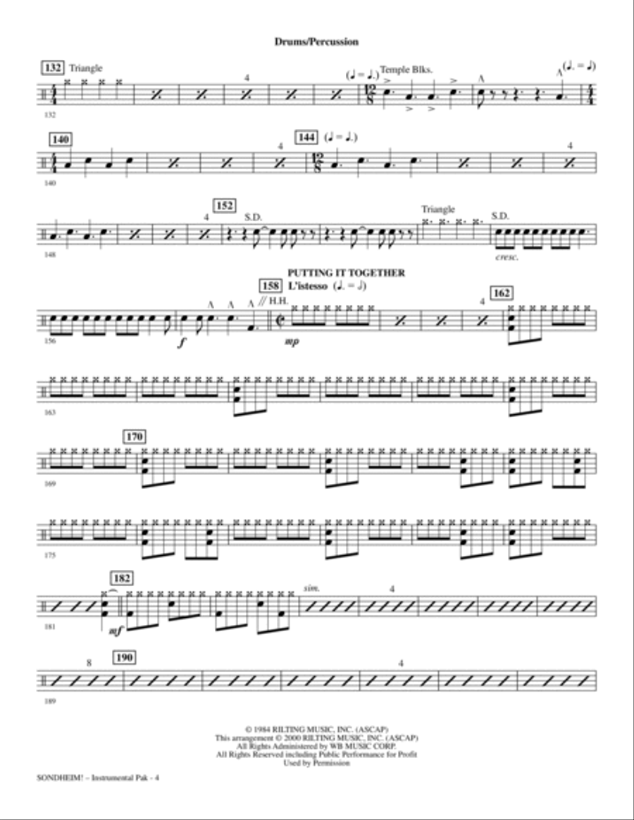 Sondheim! A Choral Celebration (Medley) (arr. Mac Huff) - Drums & Percussion Choir scores gallery preview page 3