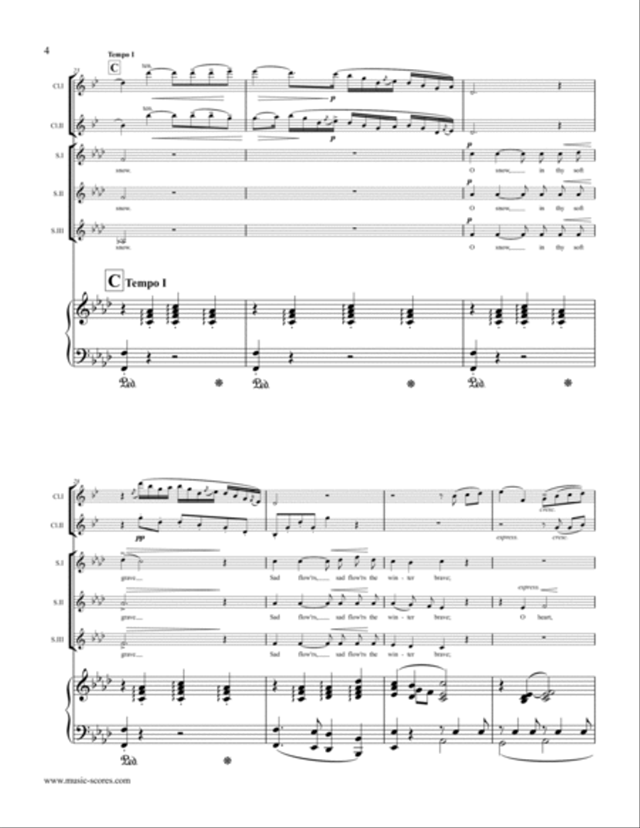 The Snow, Op.26 - SSA voices, Piano and Clarinets SSA scores gallery preview page 4