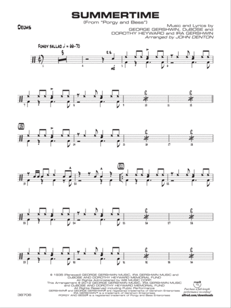Summertime: Drums Jazz Ensemble scores gallery preview page 1