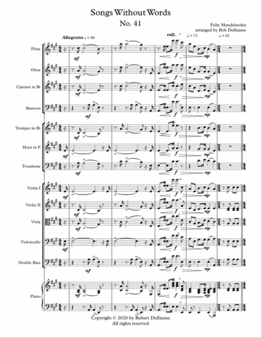 Four Songs Without Words (Mendelssohn), for chamber orchestra Chamber Orchestra scores gallery preview page 2