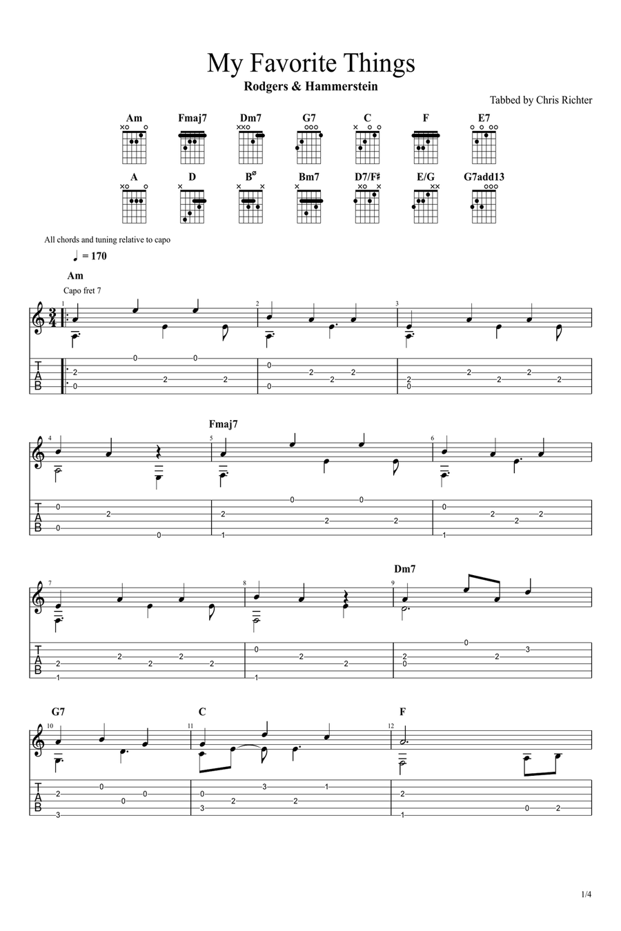 My Favorite Things My Favorite Things Guitar Solo scores gallery preview page 1