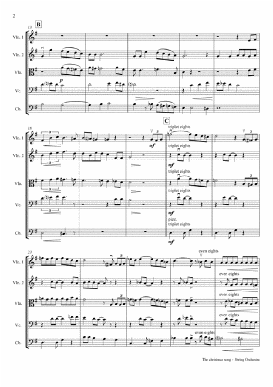 The Christmas Song (Chestnuts Roasting On An Open Fire) String Quartet scores gallery preview page 2