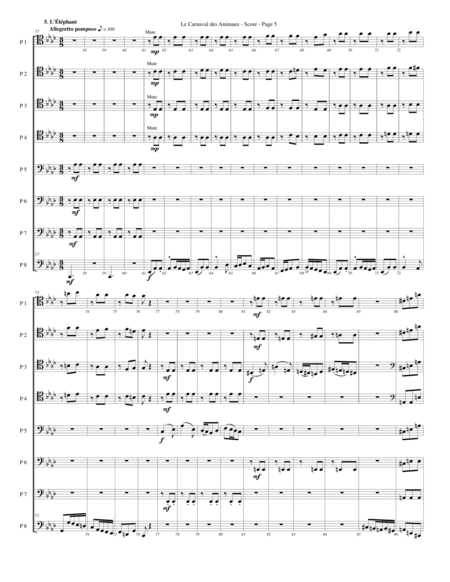 Le Carnaval des Animaux for Trombone or Low Brass Octet image number null