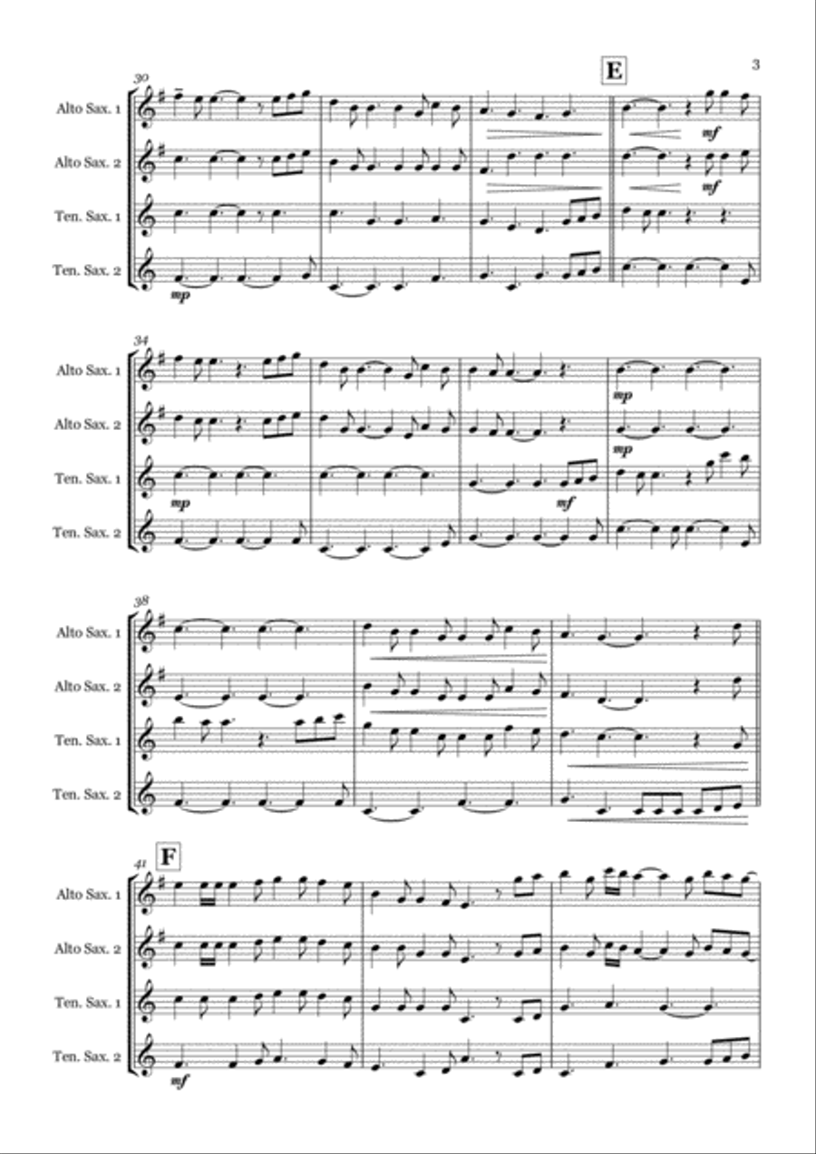 Fairytale Of New York Saxophone Quartet scores gallery preview page 3