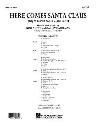 Here Comes Santa Claus (Right Down Santa Claus Lane) - Conductor Score (Full Score)