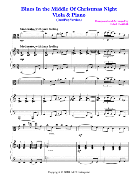 "Blues In the Middle Of Christmas Night"-Piano Background for Viola and Piano-Video image number null