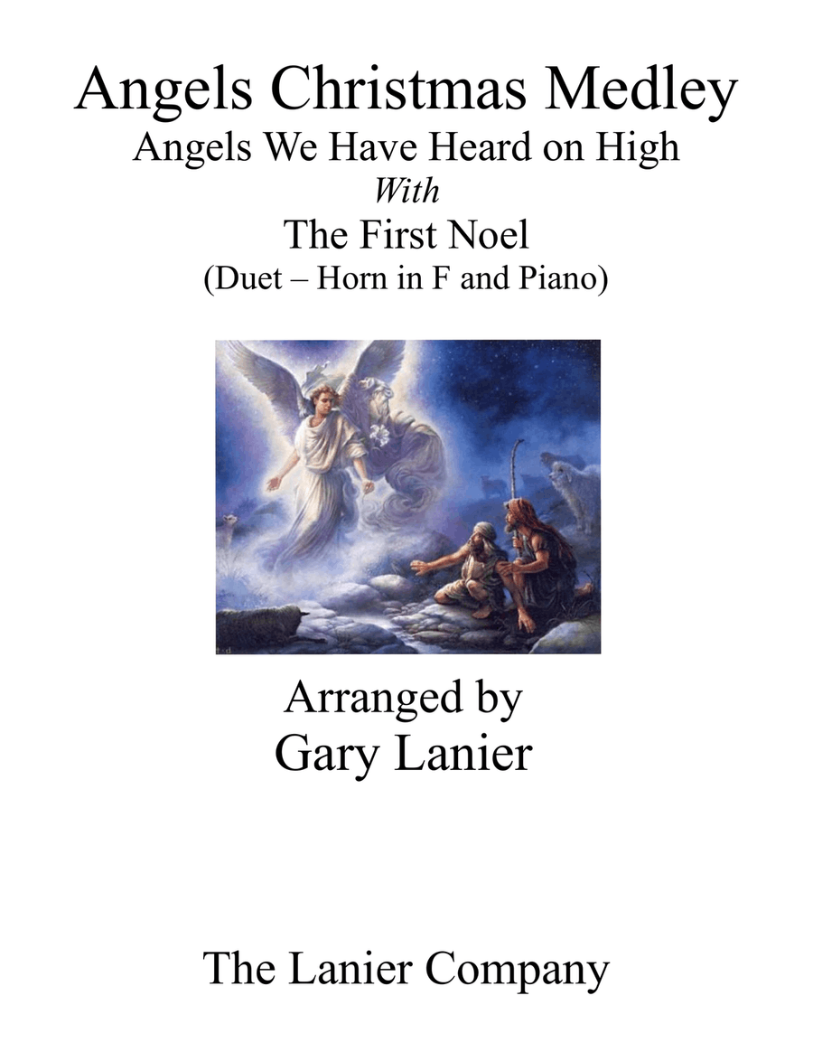 Gary Lanier: ANGELS CHRISTMAS MEDLEY (Duet – Horn in F & Piano with Parts) Brass Duet scores gallery preview page 1