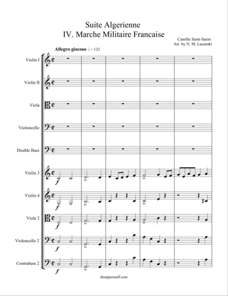 Suite Algerienne IV. Marche Militaire Francaise Score String Orchestra scores gallery preview page 1
