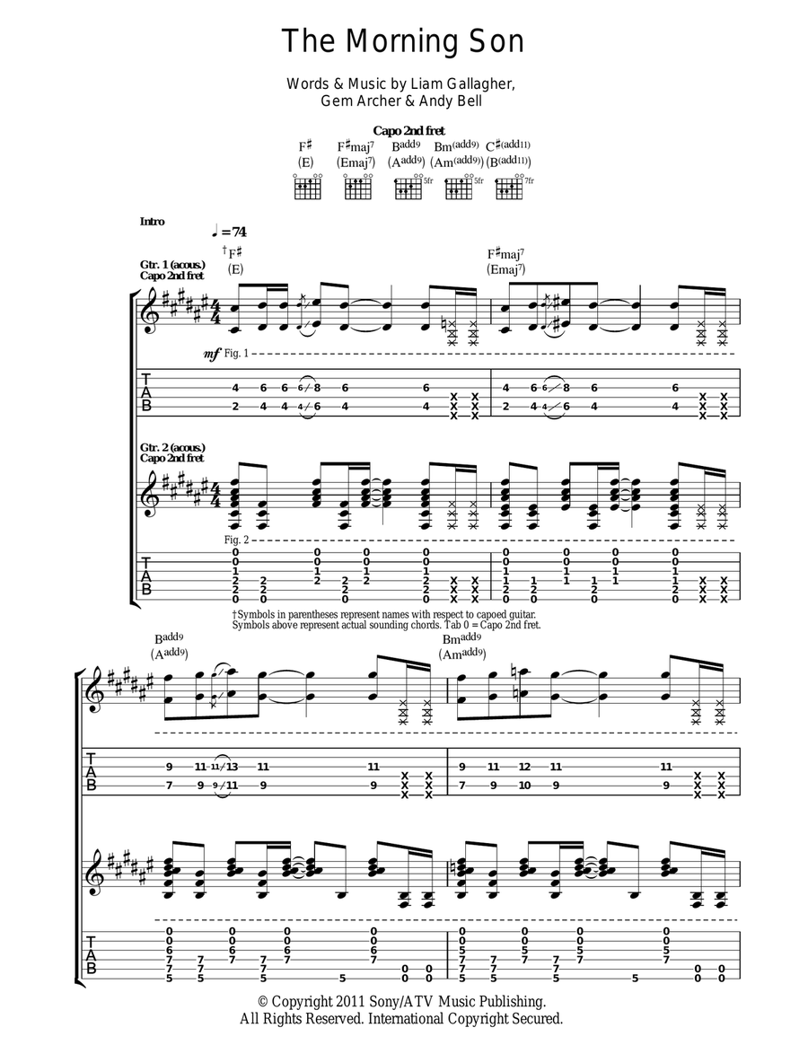 The Morning Son Guitar Tablature scores gallery preview page 1